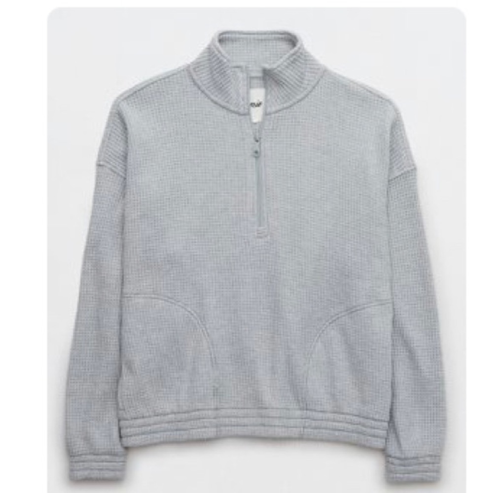 Aerie waffle quarter zip sweatshirt